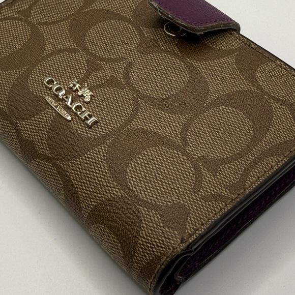 Coach Signature Medium Corner Zip Wallet - Brown/Plum - Picture 12 of 12